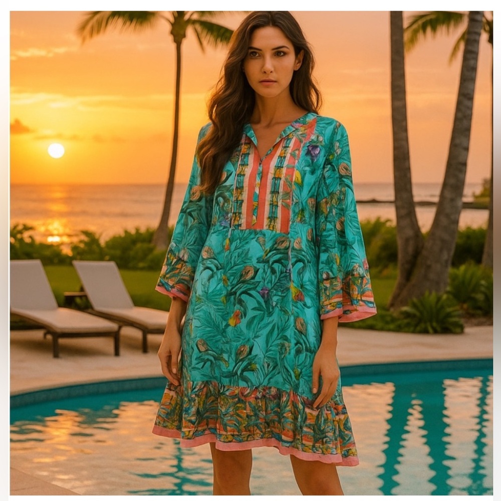 ๐บJohnny Was Taina Short Cover Up/DRESS - Picture 3 of 12
